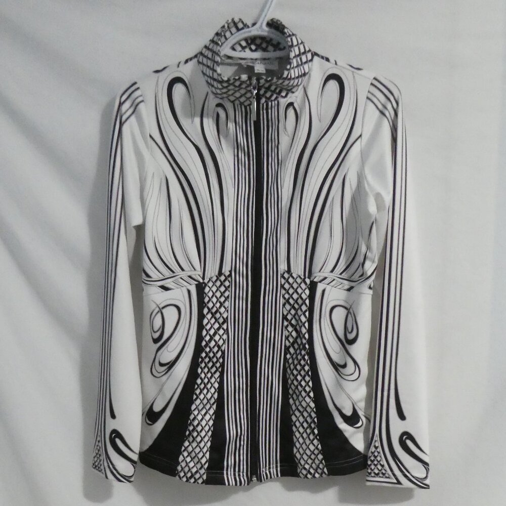 CATWALK | medium | White Zip-Up Jacket With Incredible All-Over Print Design